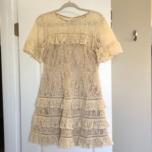 Ivory Lace Ruffle Dress